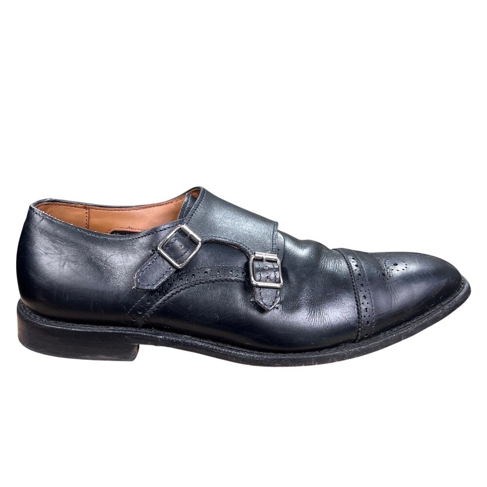 Allen Edmonds St. John's Black Brogue Double Monk Strap Dress Shoes Size 11 D